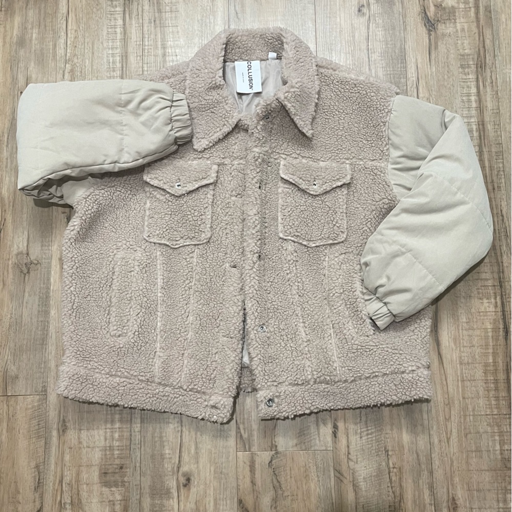 COLLUSION NWT Mens S fleece button jacket